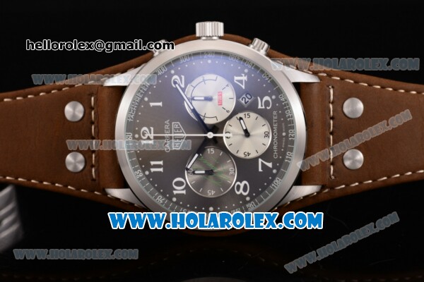 Tag Heuer Carrera Specail Edition Chrono Miyota Quartz Steel Case with Grey Dial Brown Leather Strap and Arabic Numeral Markers - Click Image to Close